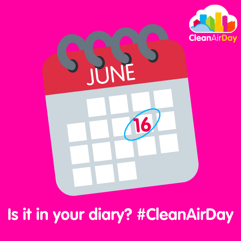 Diary showing Clean Air Day on 16 June